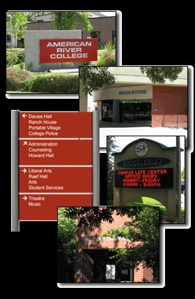 Collage of outside areas of American River College